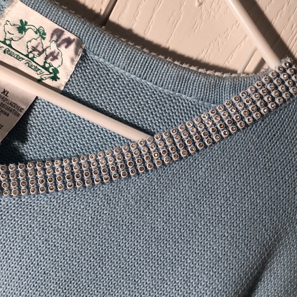 Women’s rare fall Quaker Factory baby blue long sleeve Sequin sweater - Picture 8 of 11